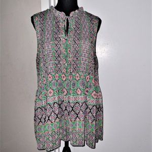 Firm Price🌼Rose+Olive Colorful Smocking Tunic - 4X